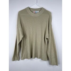 Free People Beach Malibu Sweater Ribbed Knit Oversized Yellow Green Neutral XS